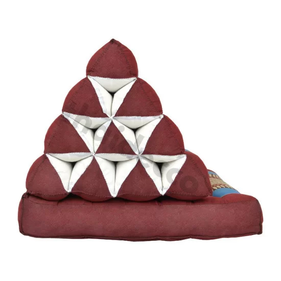 Golvkudde med en utfällbar dyna i röd och blå färg