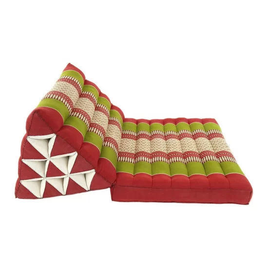 Asiatisk utfällbar golvkudde med en dyna | Röd & Grön