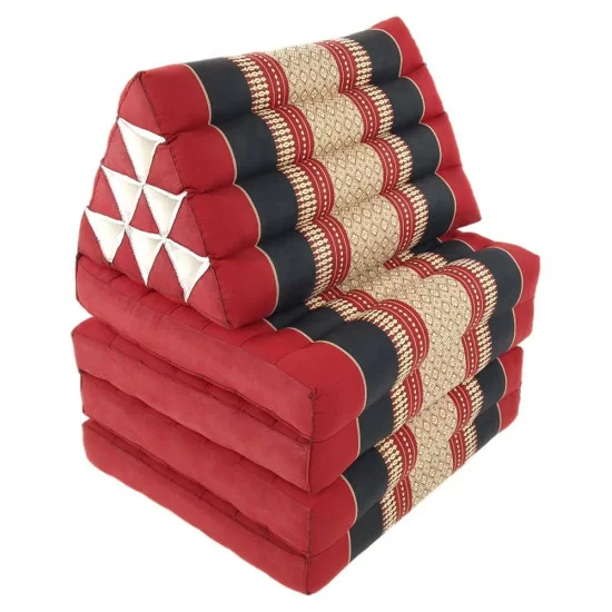 Utfällbar & vikbar lång golvkudde med asiatiskt mönster i röd & svart färg