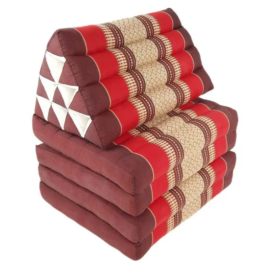 Lång vikbar golvkudde med asiatiskt mönster i röda nyanser