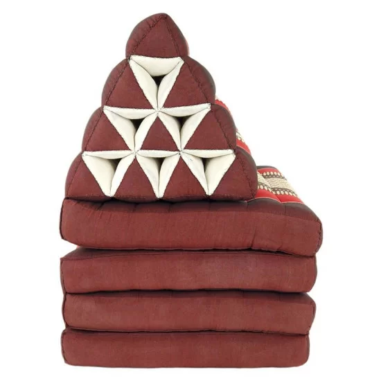 Lång vikbar golvkudde med asiatiskt mönster i röda nyanser