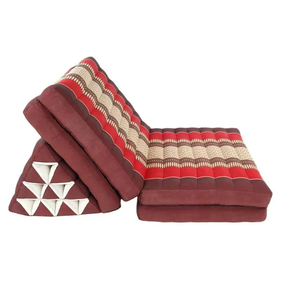 Lång vikbar golvkudde med asiatiskt mönster i röda nyanser