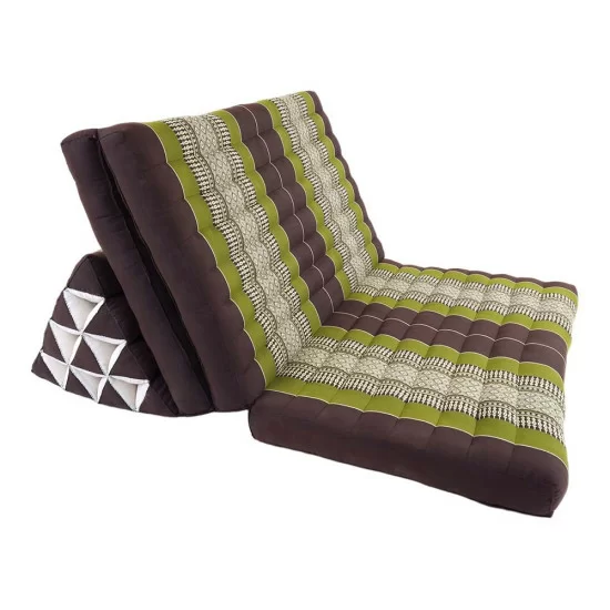 Stor vikbar golvkudde med tre dynor XXL - Brun & grön