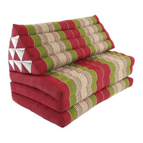 Stor vikbar golvkudde XXL tre dynor | Röd & grön färg