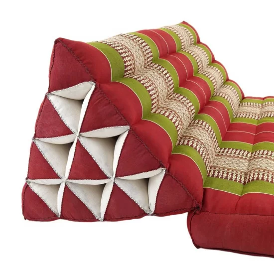 Stor vikbar golvkudde XXL tre dynor | Röd & grön färg