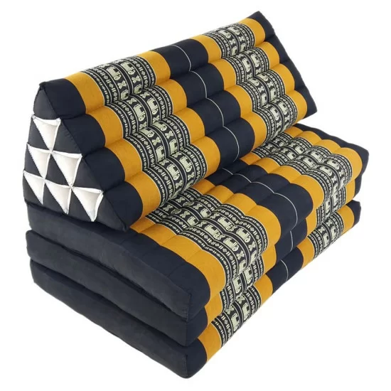 Stor utfällbar golvkudde XXL med elefantdesign | Svart & orange