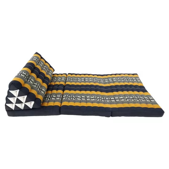 Stor utfällbar golvkudde XXL med elefantdesign | Svart & orange