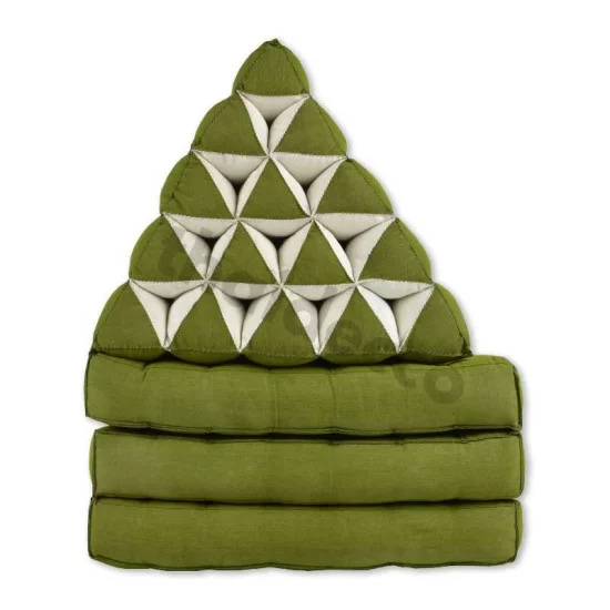 Kapok golvkudde med tre dynor - Grön & Vit