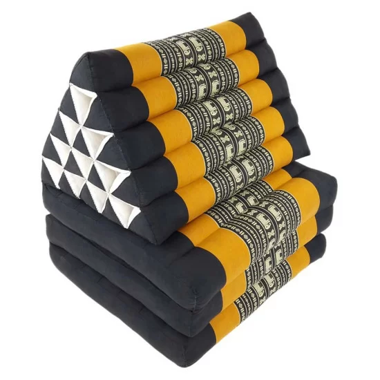 Kapokkudde tre dynor XL |Svart-orange elefantmönster