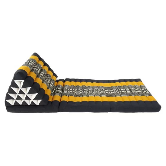 Kapokkudde tre dynor XL |Svart-orange elefantmönster