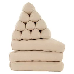 Enfärgad golvkudde tre vikbara dynor - Beige