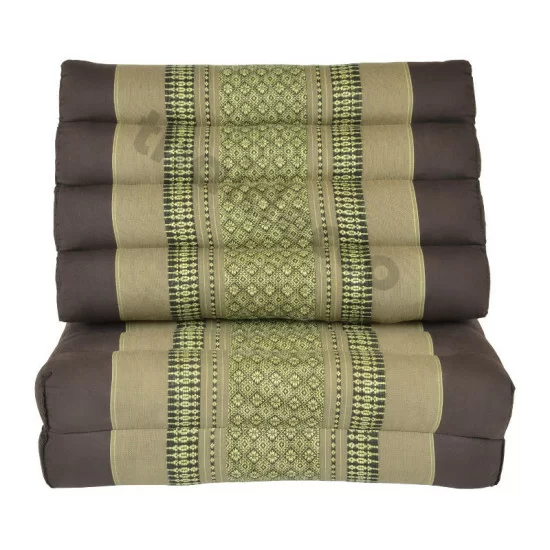 Vikbar golvkudde två utfällbara sitt- och liggdynor i brun och beige färg