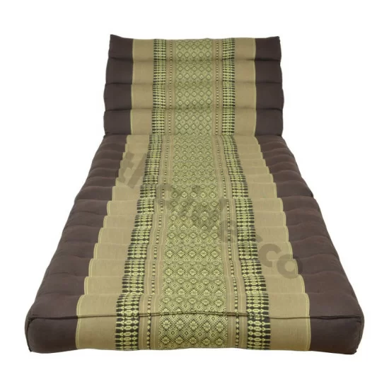 Vikbar golvkudde två utfällbara sitt- och liggdynor i brun och beige färg