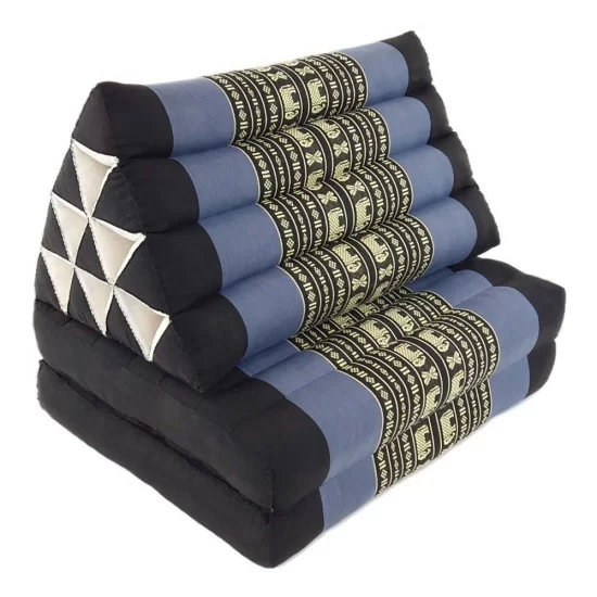 Kapokkudde för golv med två delar | Svart & Blå elefantmönster