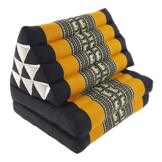 Kapokkudde för golv med två delar | Svart & orange elefantmönster