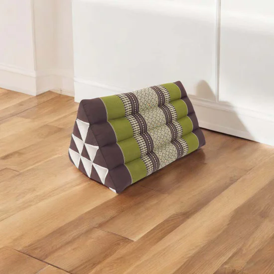 Asiatisk golvkudde - Brun & grön kudde för stöd