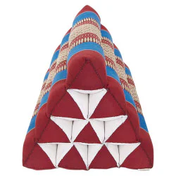 Liten röd och blå pyramidkudde