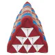 Liten röd och blå pyramidkudde - Praktisk och snygg!